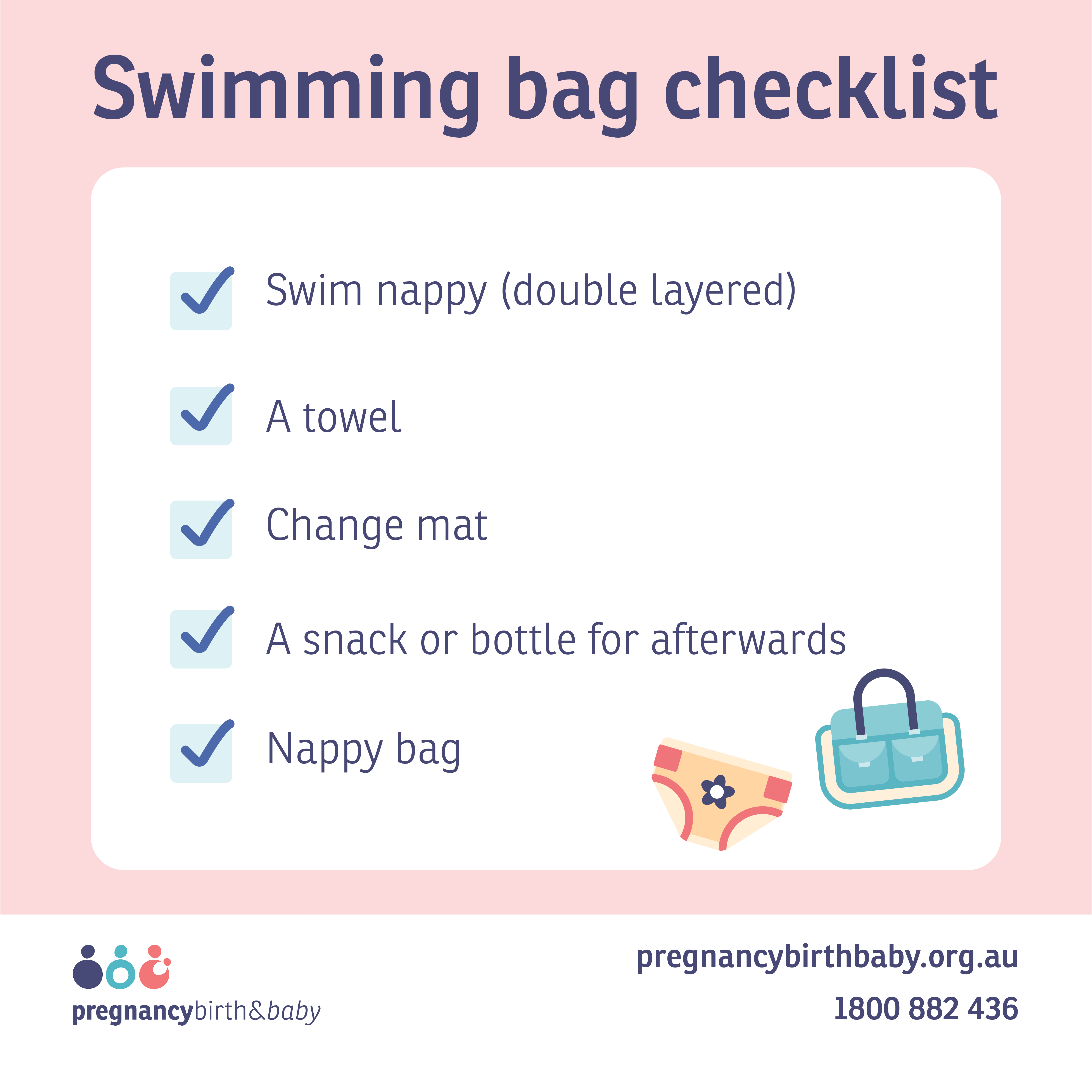 Swimming bag checklist Swimming bag checklist