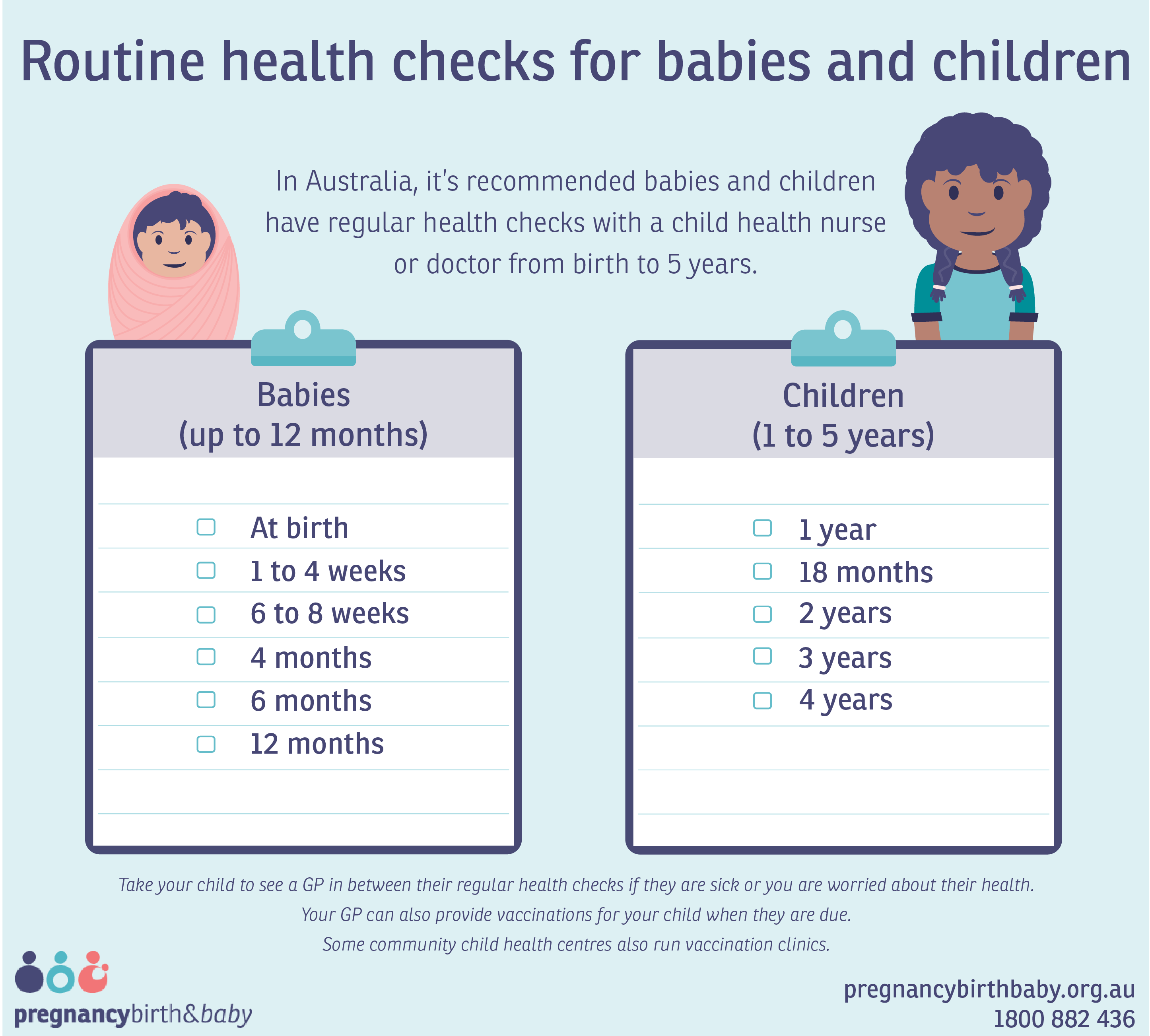 Routine health checks for babies and children Routine health checks for babies and children